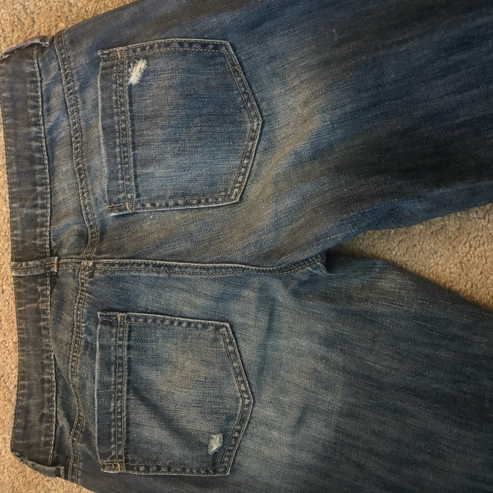 New York & Company Women's Blue Straight Leg Boy Friend  Jeans - 38 inches long